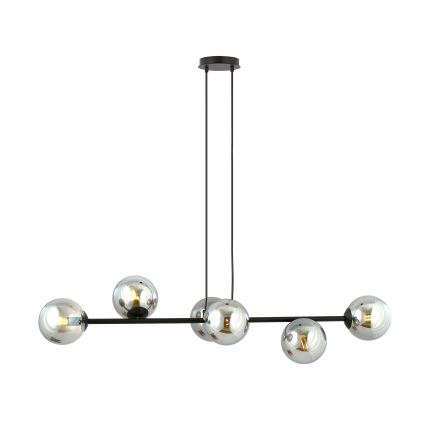 Chandelier on a string ROSSI 6xE14/10W/230V black/grey