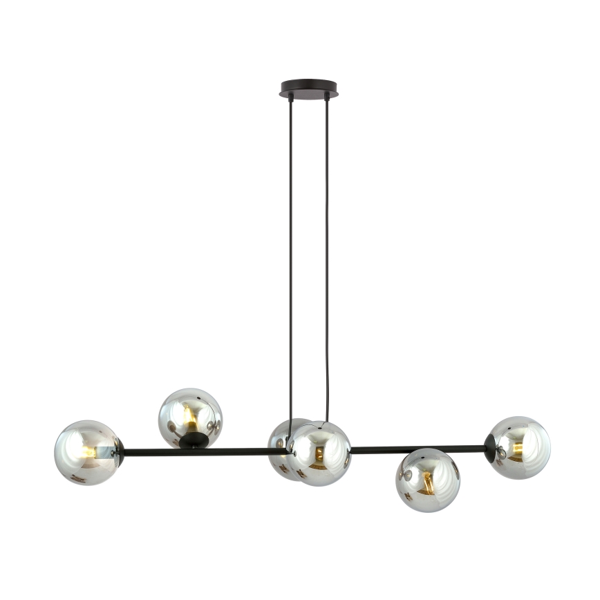 Chandelier on a string ROSSI 6xE14/10W/230V black/grey