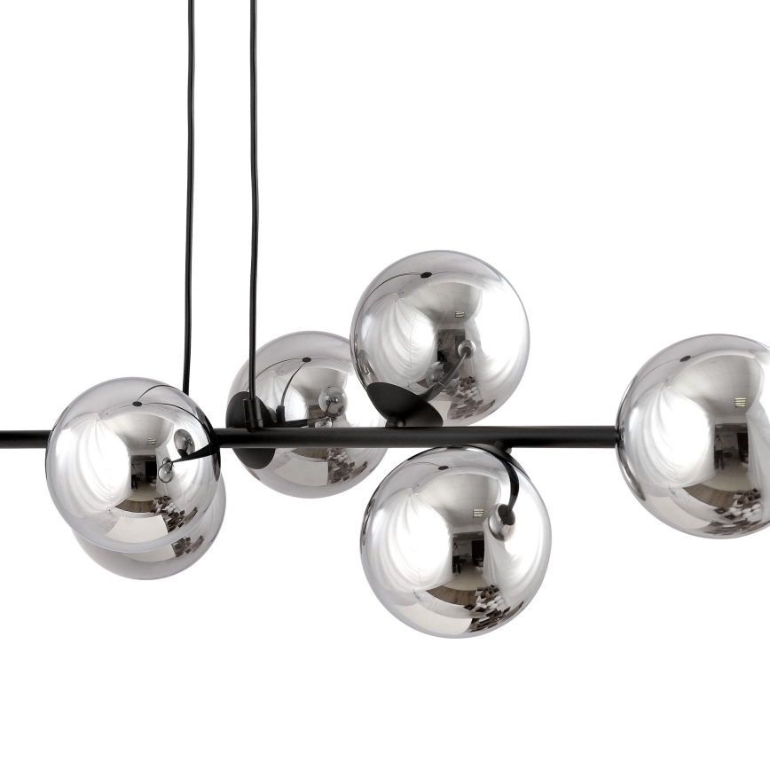 Chandelier on a string ROSSI 6xE14/10W/230V black/grey