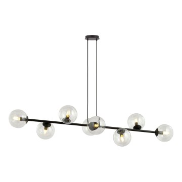 Chandelier on a string ROSSI 8xE14/10W/230V black/clear