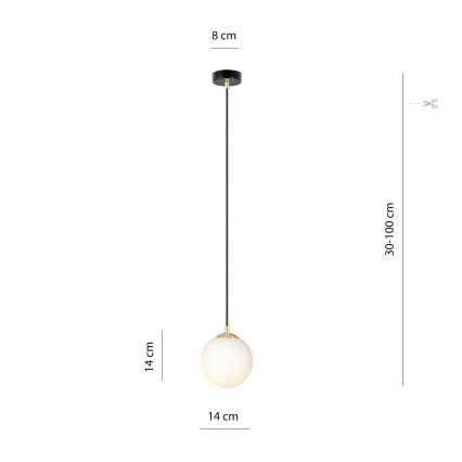 Chandelier on a string ROYAL 1xE14/10W/230V d. 14 cm black