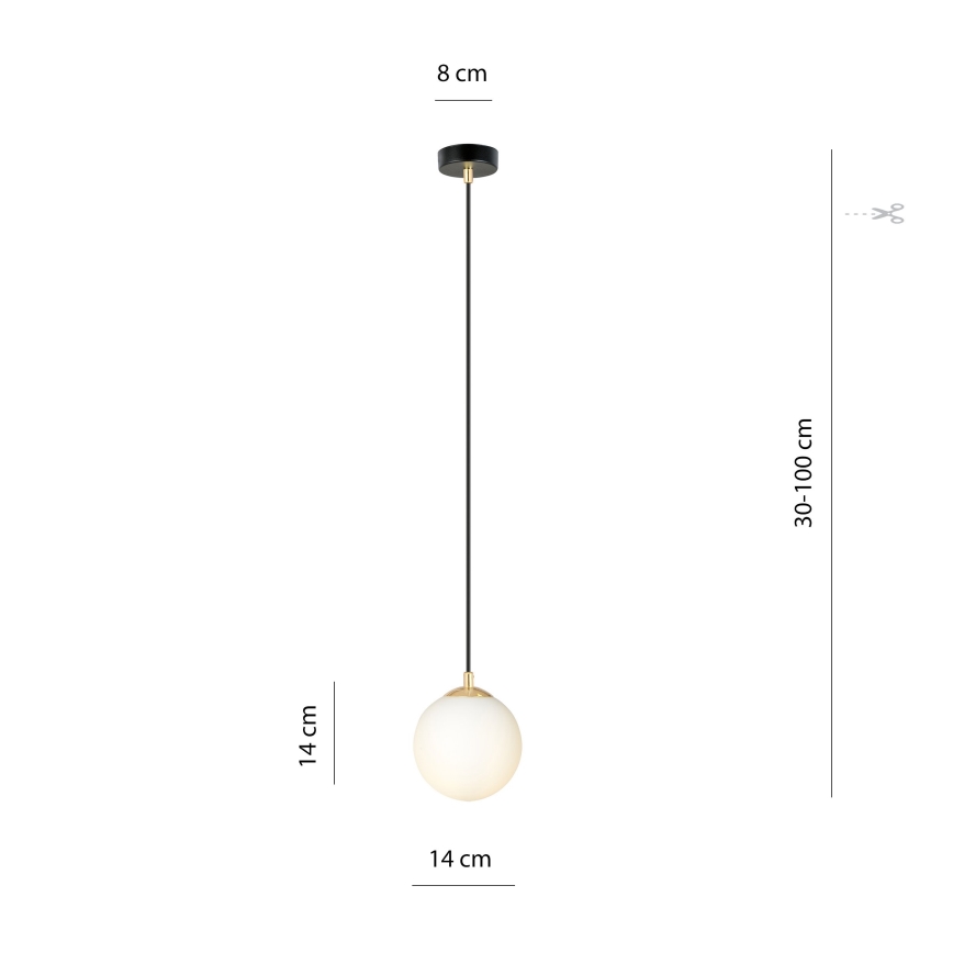 Chandelier on a string ROYAL 1xE14/10W/230V d. 14 cm black