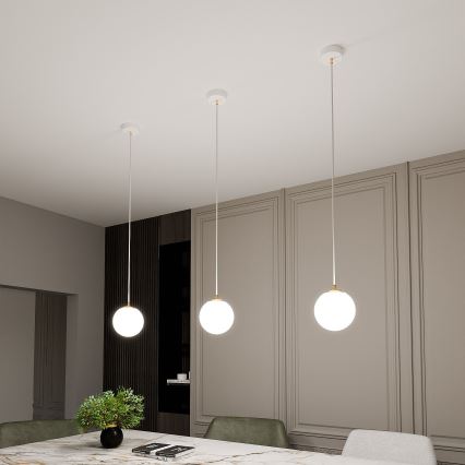 Chandelier on a string ROYAL 1xE14/10W/230V d. 14 cm white