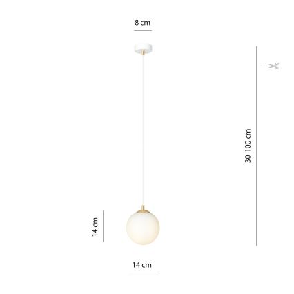 Chandelier on a string ROYAL 1xE14/10W/230V d. 14 cm white