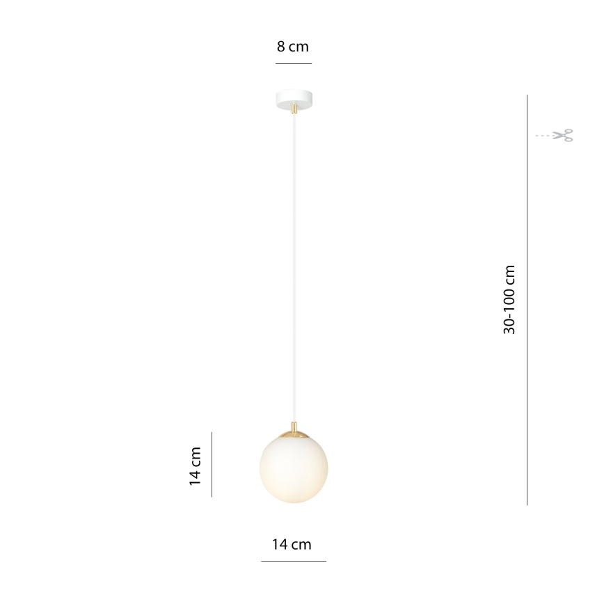 Chandelier on a string ROYAL 1xE14/10W/230V d. 14 cm white