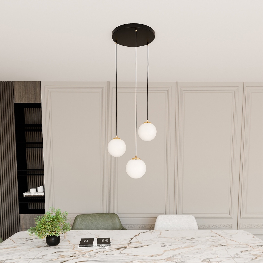 Chandelier on a string ROYAL 3xE14/10W/230V d. 30 cm black