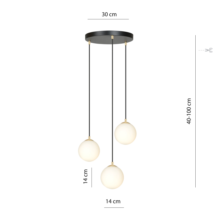 Chandelier on a string ROYAL 3xE14/10W/230V d. 30 cm black