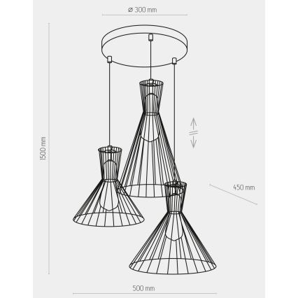 Chandelier on a string SAHARA 3xE27/60W/230V