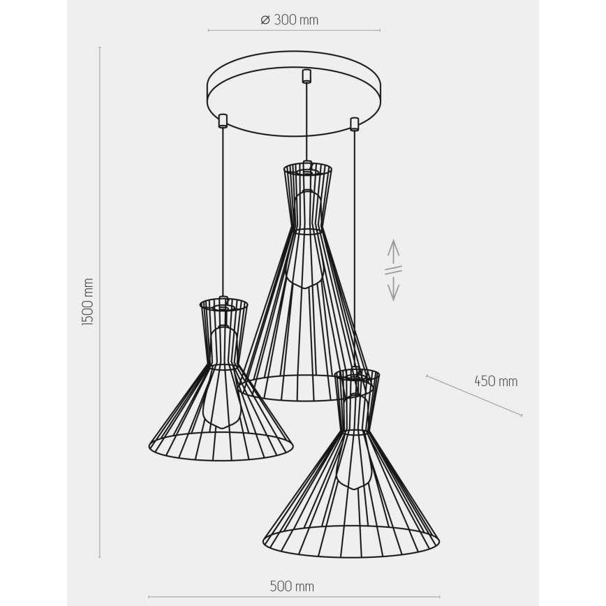 Chandelier on a string SAHARA 3xE27/60W/230V