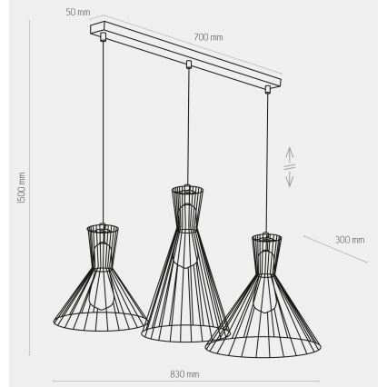 Chandelier on a string SAHARA 3xE27/60W/230V