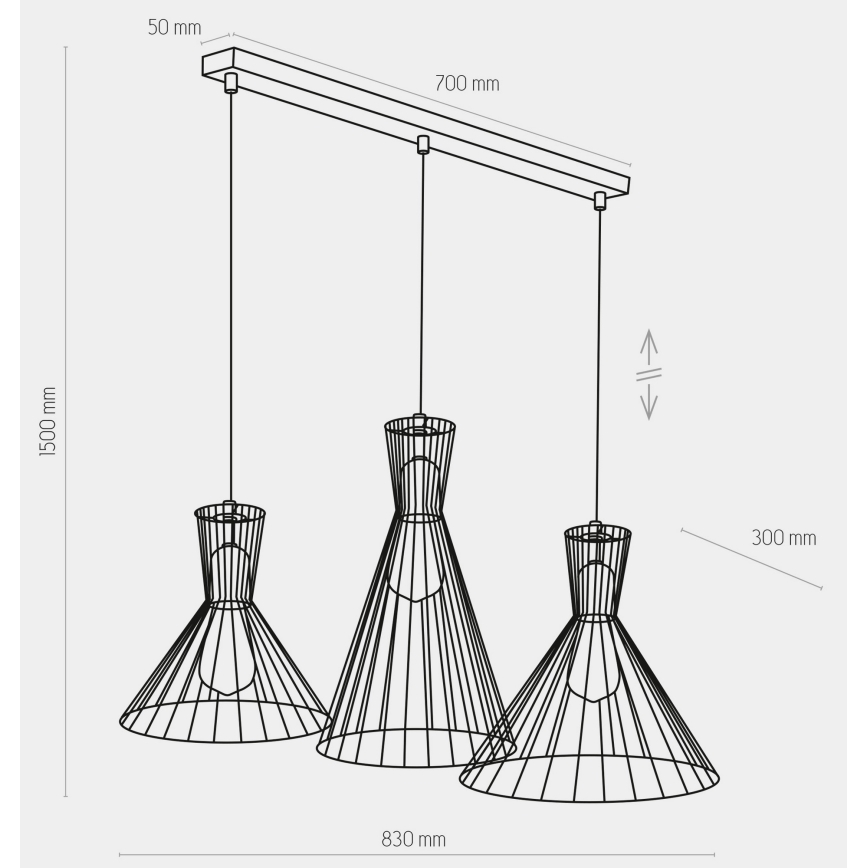 Chandelier on a string SAHARA 3xE27/60W/230V