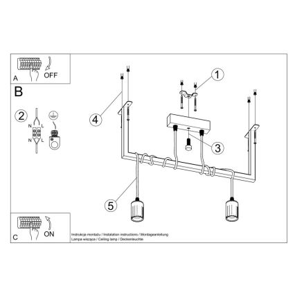 Chandelier on a string SALAMANCA 2xE27/60W/230V