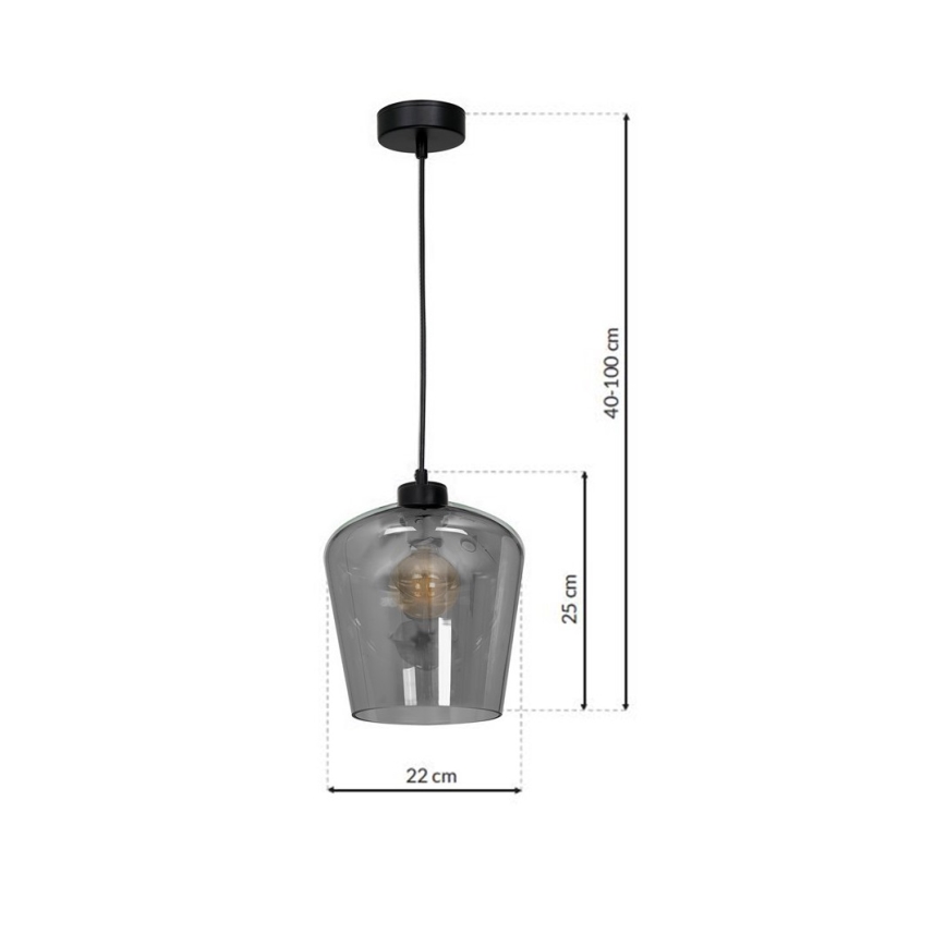Chandelier on a string SANTIAGO 1xE27/60W/230V black