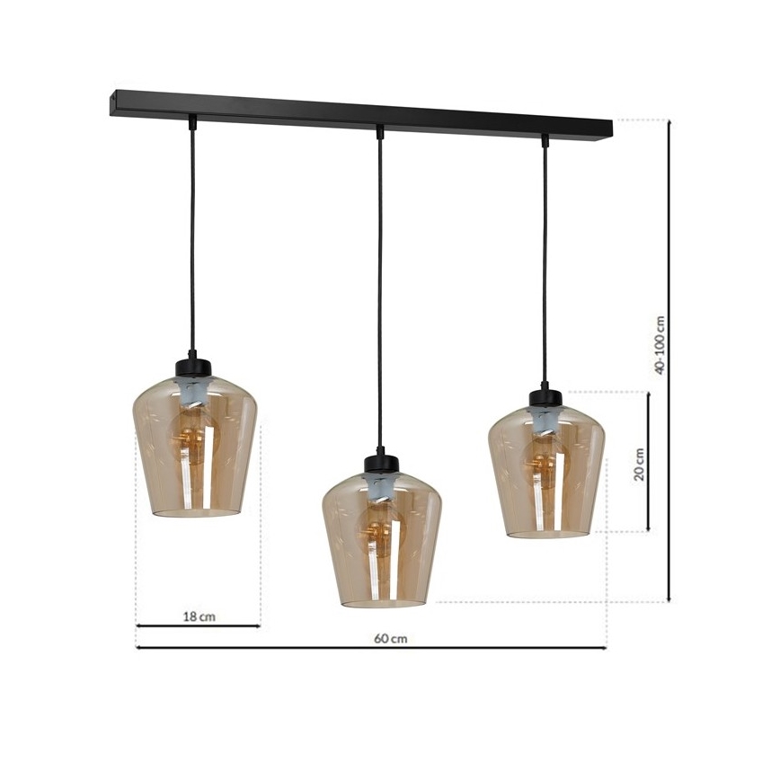 Chandelier on a string SANTIAGO 3xE27/60W/230V brown