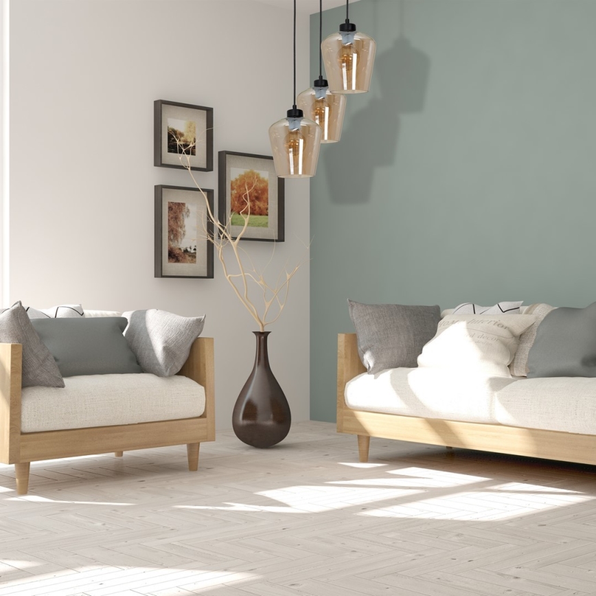 Chandelier on a string SANTIAGO 3xE27/60W/230V brown