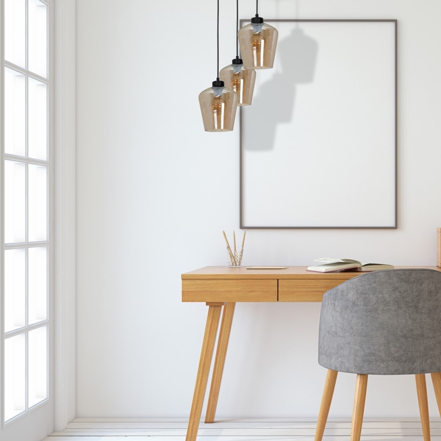 Chandelier on a string SANTIAGO 3xE27/60W/230V brown