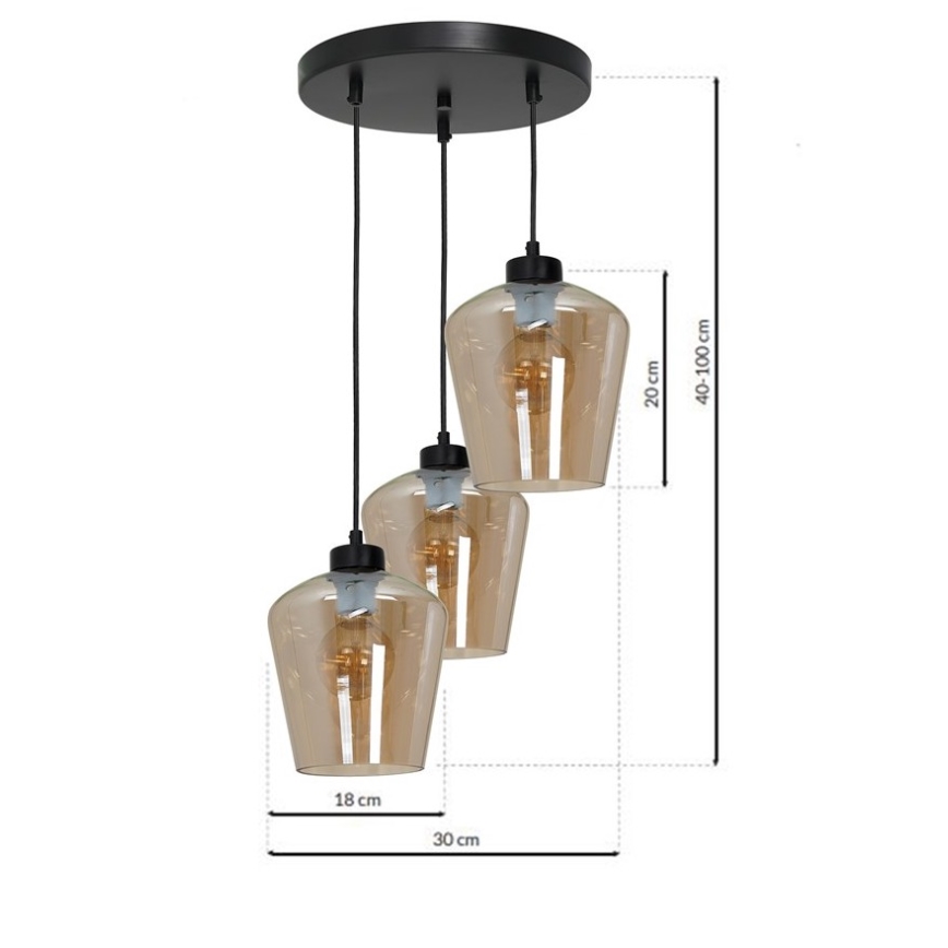 Chandelier on a string SANTIAGO 3xE27/60W/230V brown