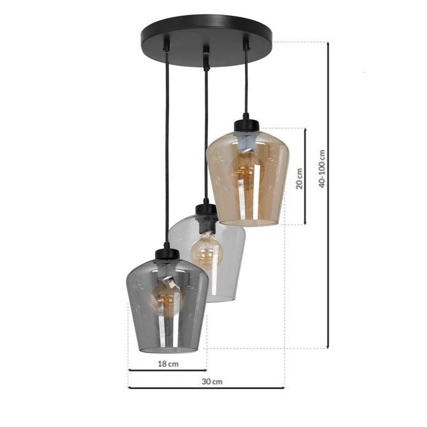 Chandelier on a string SANTIAGO 3xE27/60W/230V mix