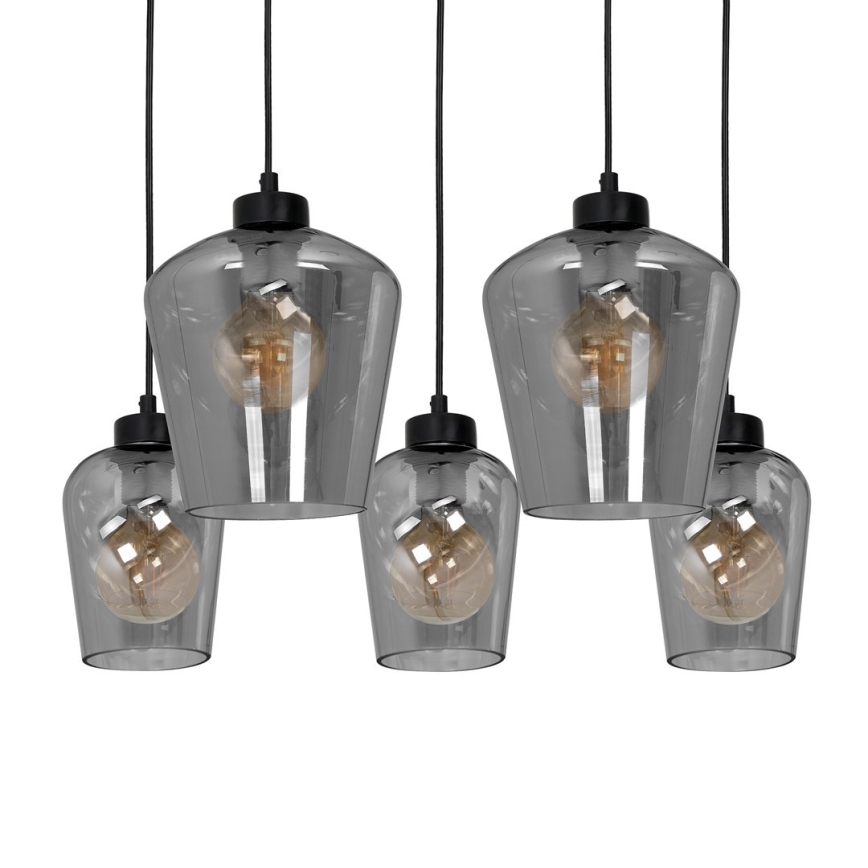 Chandelier on a string SANTIAGO 5xE27/60W/230V black