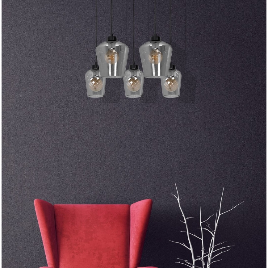 Chandelier on a string SANTIAGO 5xE27/60W/230V black