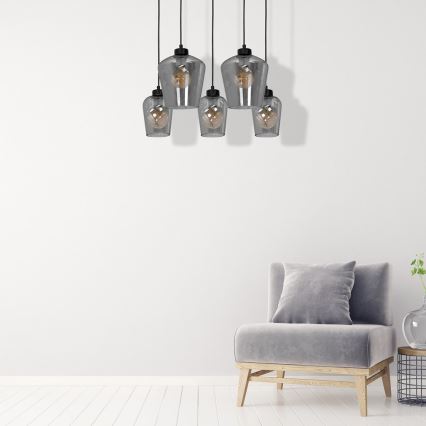 Chandelier on a string SANTIAGO 5xE27/60W/230V black
