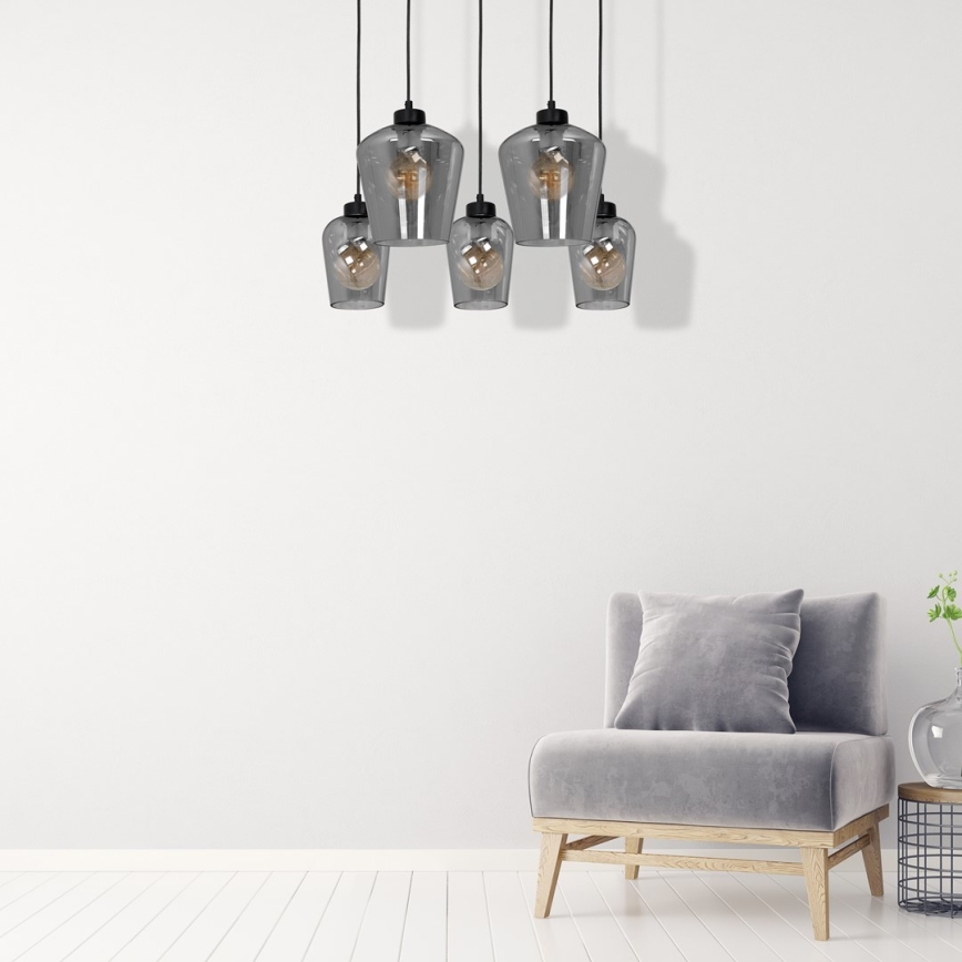 Chandelier on a string SANTIAGO 5xE27/60W/230V black
