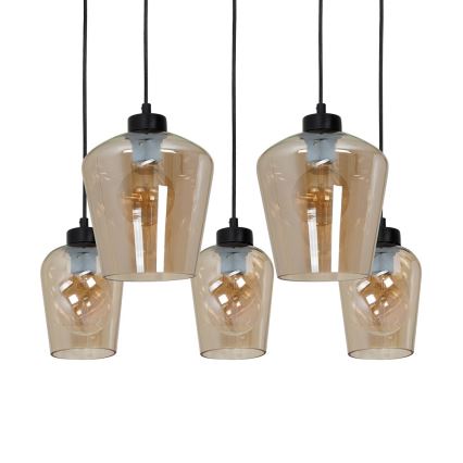 Chandelier on a string SANTIAGO 5xE27/60W/230V brown