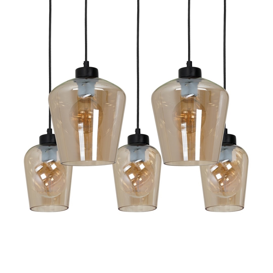 Chandelier on a string SANTIAGO 5xE27/60W/230V brown