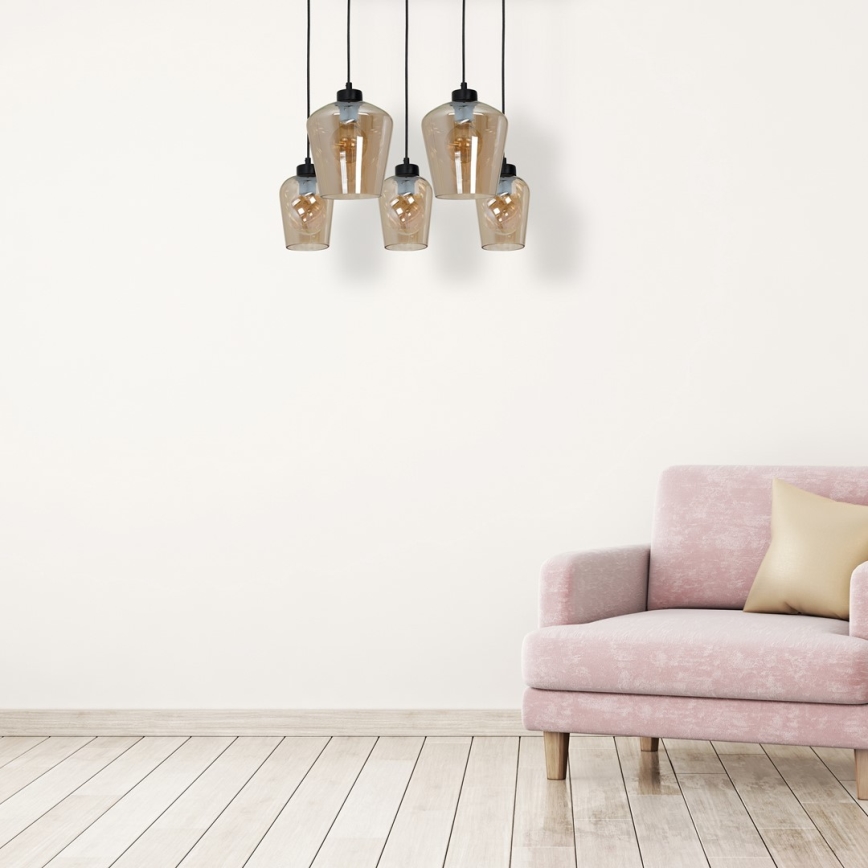 Chandelier on a string SANTIAGO 5xE27/60W/230V brown