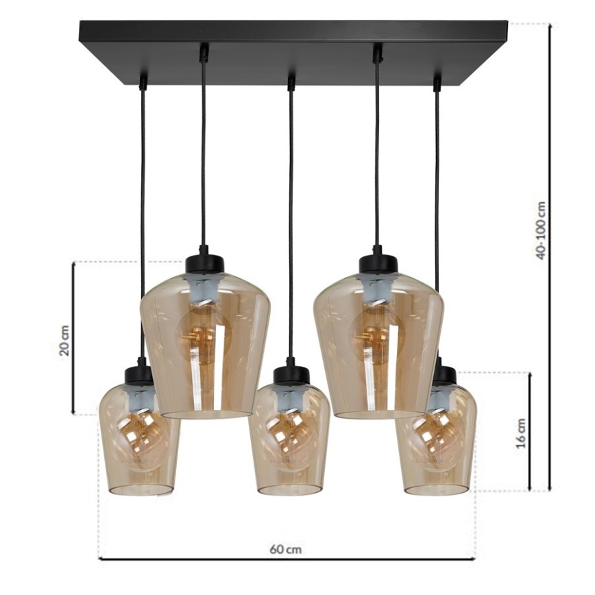 Chandelier on a string SANTIAGO 5xE27/60W/230V brown