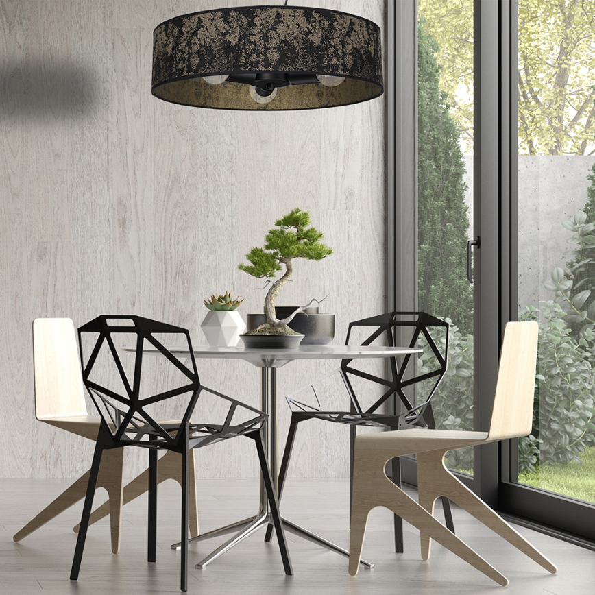 Chandelier on a string SATINO 3xE27/60W/230V black/gold
