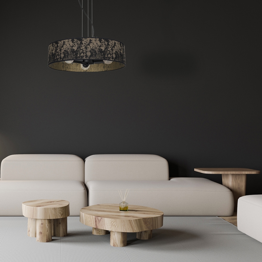 Chandelier on a string SATINO 3xE27/60W/230V black/gold