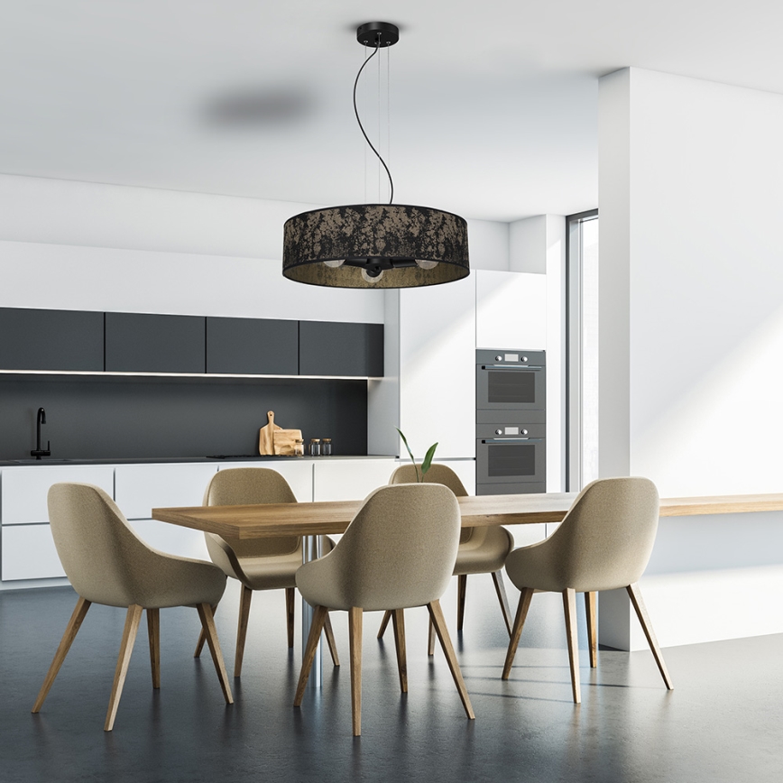 Chandelier on a string SATINO 3xE27/60W/230V black/gold