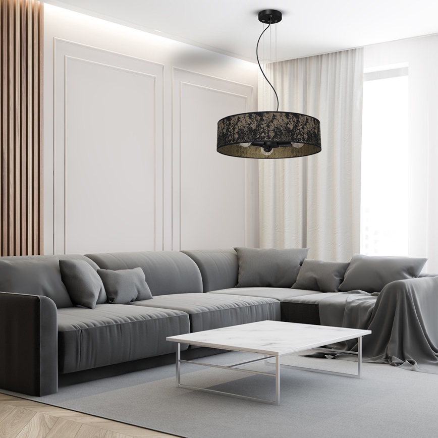 Chandelier on a string SATINO 3xE27/60W/230V black/gold