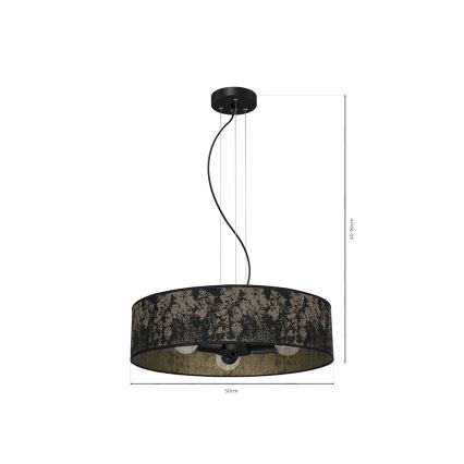 Chandelier on a string SATINO 3xE27/60W/230V black/gold