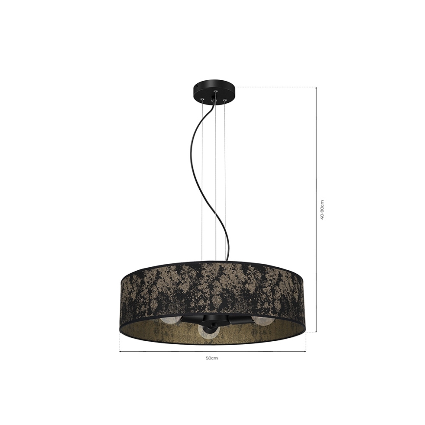 Chandelier on a string SATINO 3xE27/60W/230V black/gold