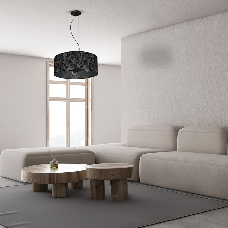Chandelier on a string SATINO 3xE27/60W/230V black/grey