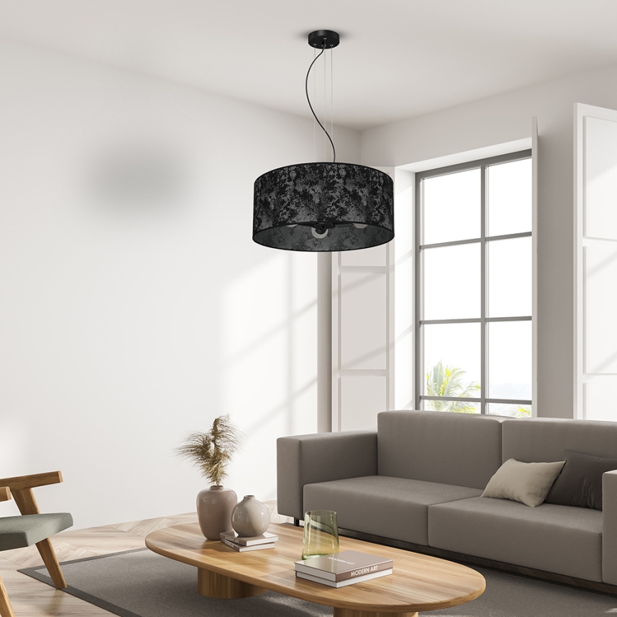Chandelier on a string SATINO 3xE27/60W/230V black/grey