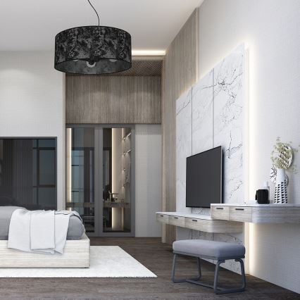 Chandelier on a string SATINO 3xE27/60W/230V black/grey