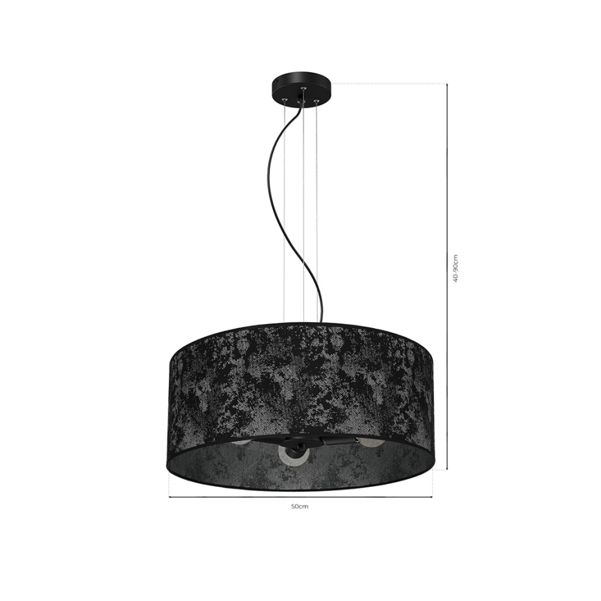 Chandelier on a string SATINO 3xE27/60W/230V black/grey