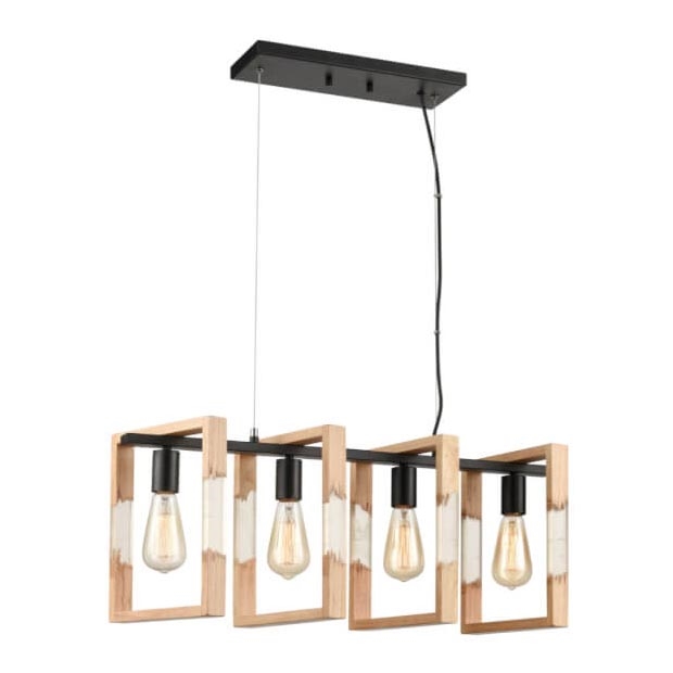 Chandelier on a string SERIES 4xE27/11W/230V wood/black