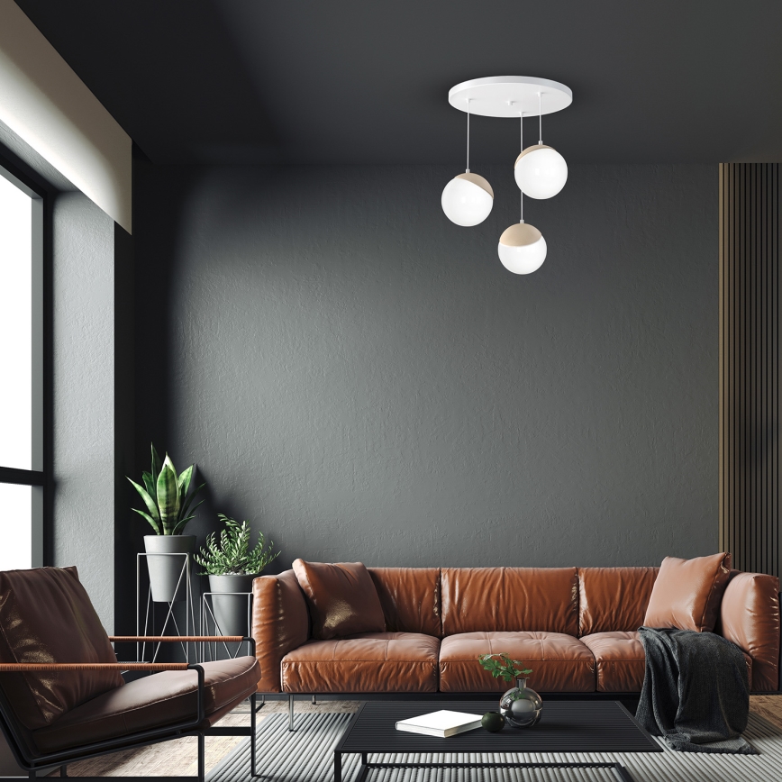Chandelier on a string SFERA WOOD 3xE14/40W/230V