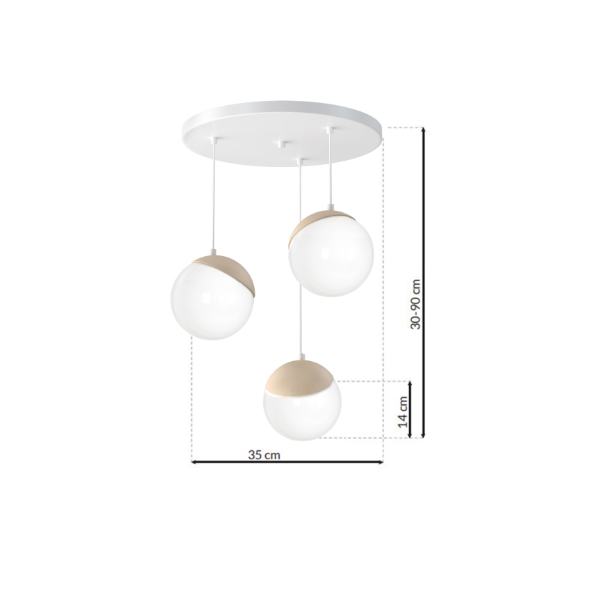Chandelier on a string SFERA WOOD 3xE14/40W/230V