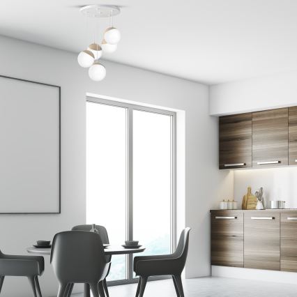 Chandelier on a string SFERA WOOD 5xE14/40W/230V
