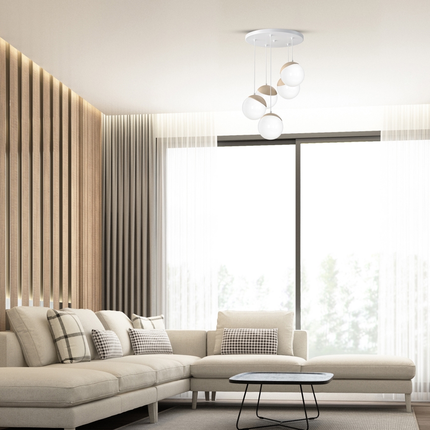 Chandelier on a string SFERA WOOD 5xE14/40W/230V