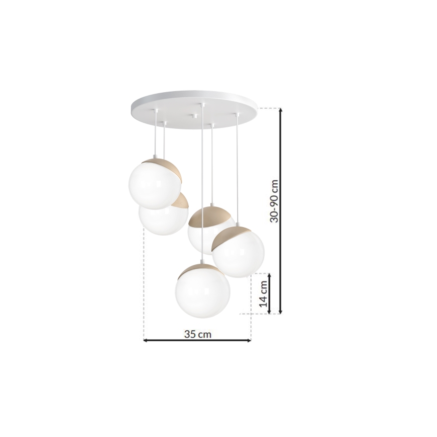 Chandelier on a string SFERA WOOD 5xE14/40W/230V