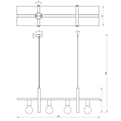Chandelier on a string SHELF 4xE27/60W/230V