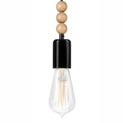 Chandelier on a string SIMON 1xE27/60W/230V black/beech - FSC certified