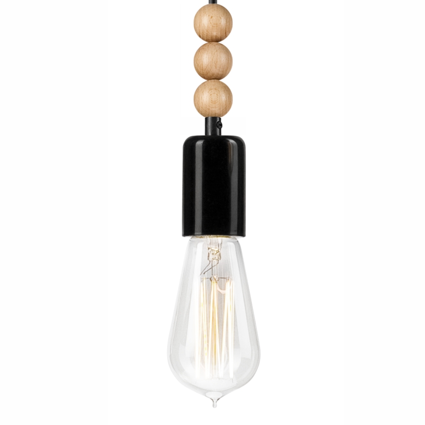 Chandelier on a string SIMON 1xE27/60W/230V black/beech