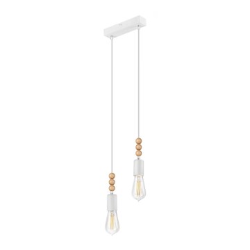 Chandelier on a string SIMON 2xE27/60W/230V white/beech - FSC certified